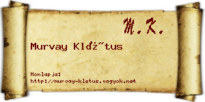 Murvay Klétus névjegykártya